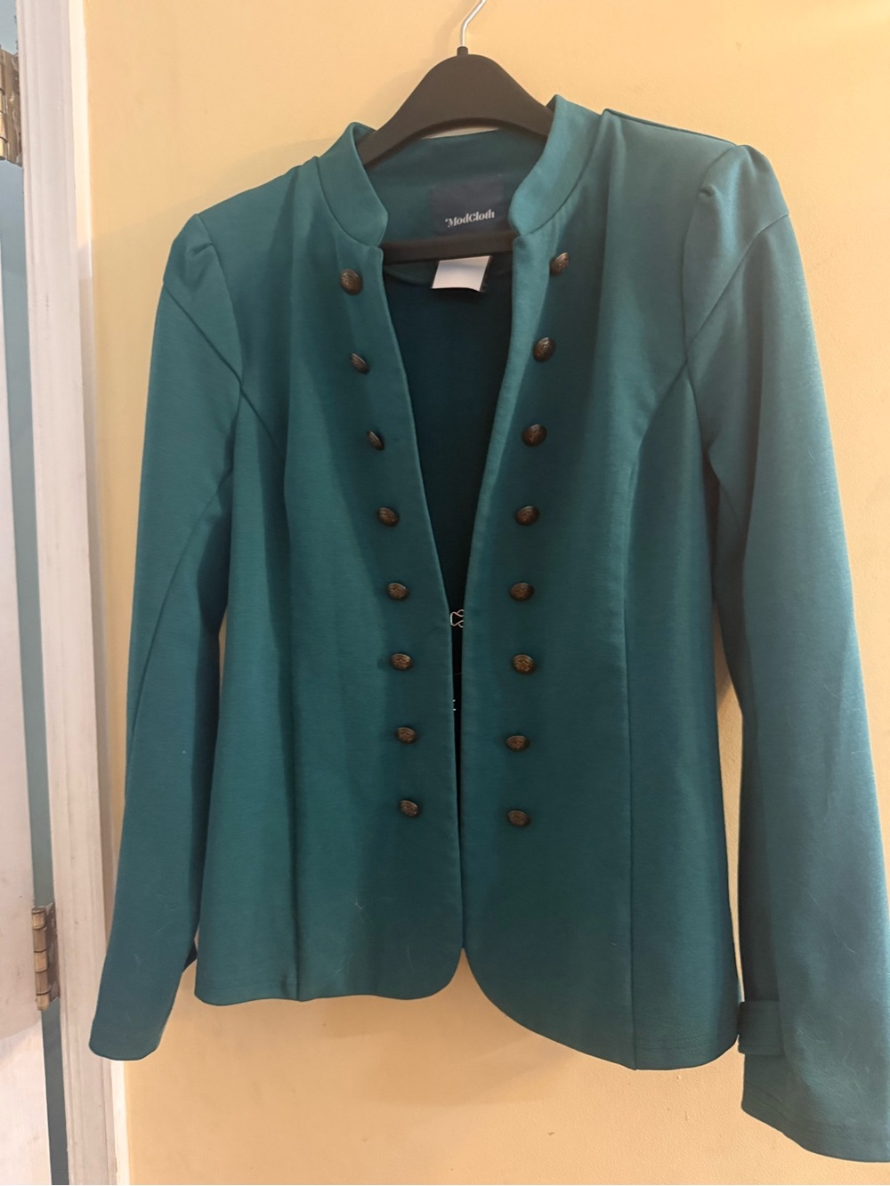 Modcloth Teal Military-Style Blazer, Large